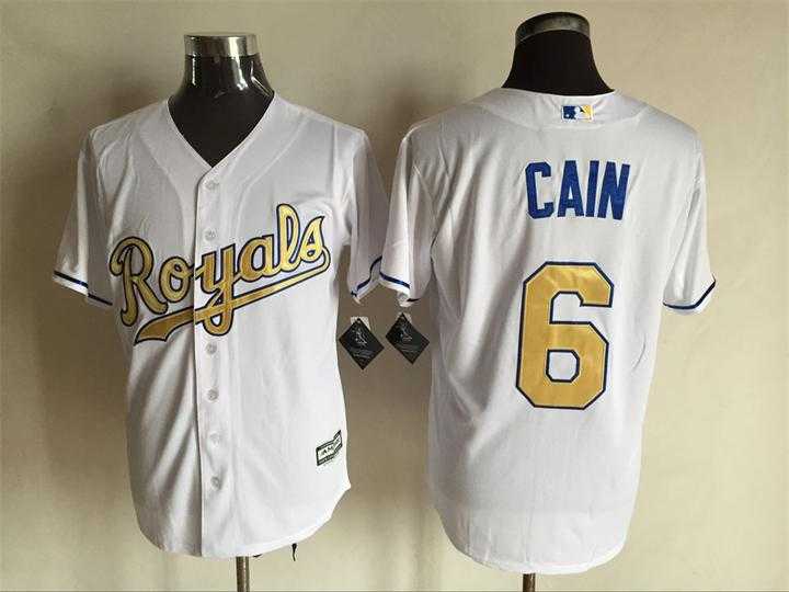 Majestic Kansas City Royals #6 Lorenzo Cain White 2015 World Series Champions Gold Program Stitched MLB Jersey,We sell and wholesale Majestic Kansas City Royals #6 Lorenzo Cain White 2015 World Series Champions Gold Program Stitched MLB Jersey on line form chian!